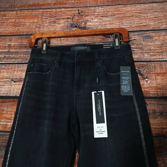 NWT Liverpool Jeans Size 0 25 ECO Liv Non-Skinny Skinny Black Side Stripes - Picture 5 of 14